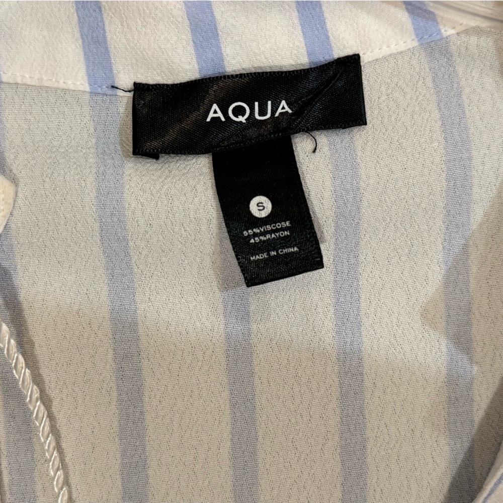 Women’s AQUA blue & white striped smocked mini dress- Size small - Picture 5 of 5